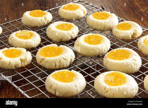 Thumbprint Cookies With Lemon Curd Stock Photo Alamy