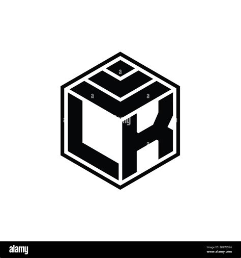 LK Logo Monogram With Hexagon Geometric Shape Isolated Outline Design