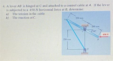 Solved 4 A Lever AB Is Hinged At C And Attached To A Chegg