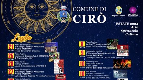 Calendario Estivo 2024 gli eventi in programma a Cirò ilCirotano