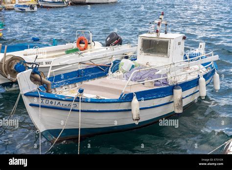 Old Colorful Wooden Greek Fishing Boat Imeroli Corfu Stock Photo Alamy