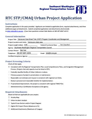 Fillable Online Rtc Wa Rtc Stp Cmaq Urban Project Application Fax Email