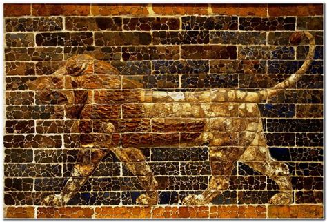 Glazed Brick Relief Of A Striding Lion From The Palace Of