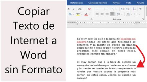 Cómo copiar y pegar texto sin formato de internet a Word Copiar Texto