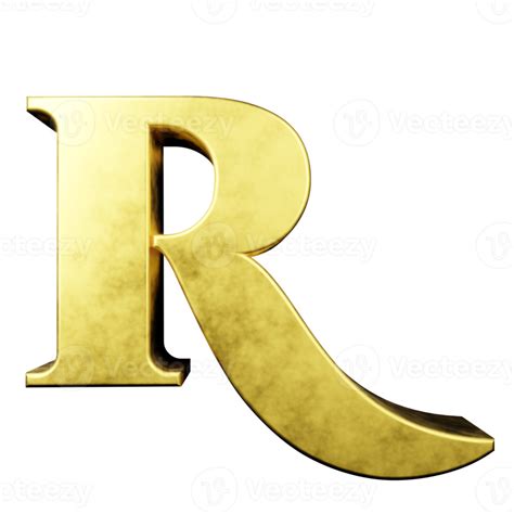 Gold Text Effect Letter R D Render Png