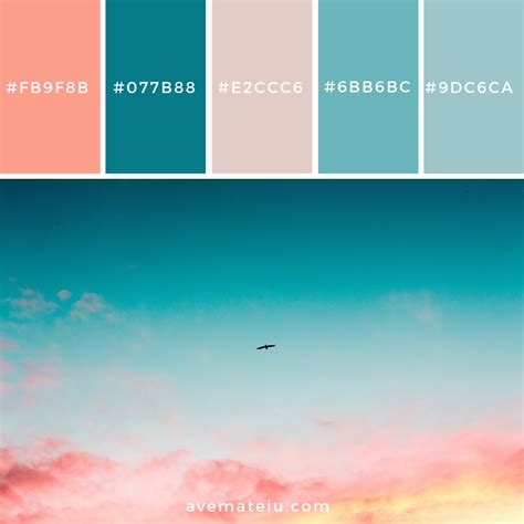 Pink Peach Blue Sky Inspired Color Palette Peach Color Combination