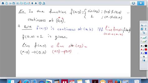 Continuity For Multivariable Functions Q1 Youtube