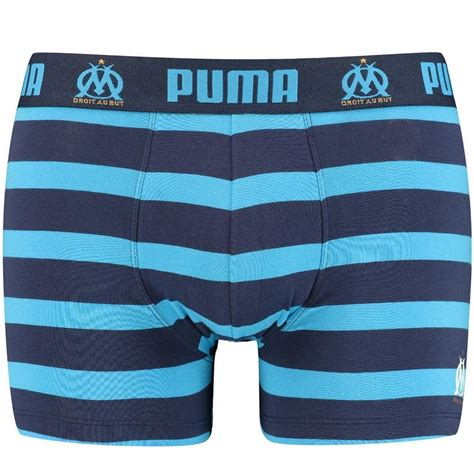 PUMA Boxer Homme Coton RAYURE Marine Turquois OLYMPIQUE MARSEILLE