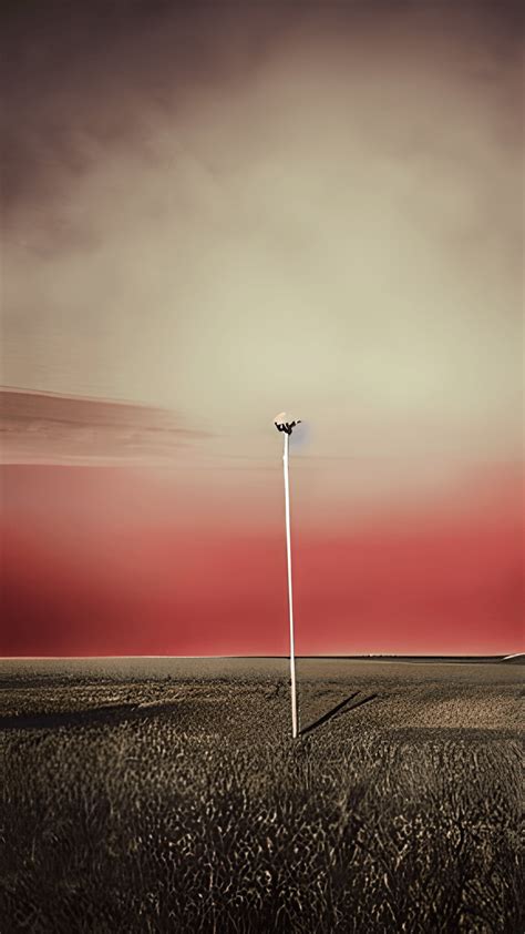 Surreal Bleak Landscape With Giant Floating Matte Red Balls Creative