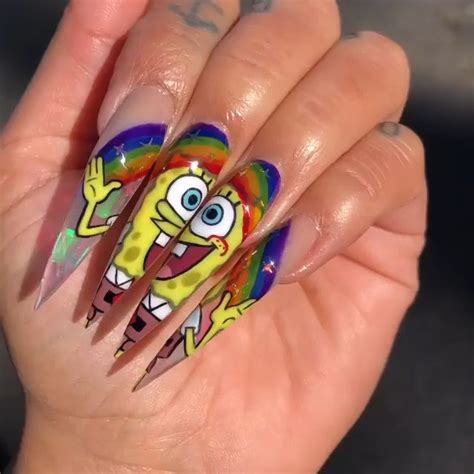 Unhas Personalizadas Do Bob Esponja Achei Lindas Video