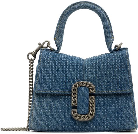 Marc Jacobs Blue The St Marc Mini Denim Top Handle Bag SSENSE