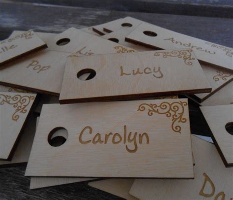 70 Wedding Name Tags. Personalized Tags. Laser Engraved Wood. | Etsy