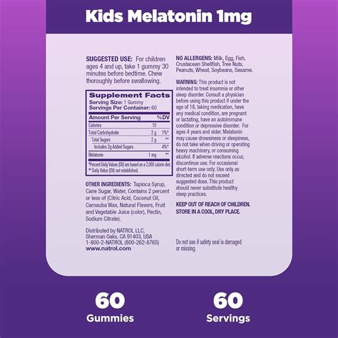 Natrol Gomitas de melatonina para niños 1 mg suplemento para niños a