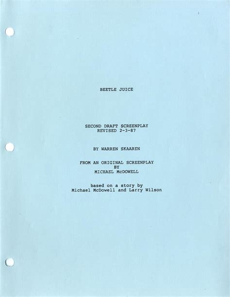 Beetlejuice Feb 3 1987 Second Draft Script By Warren Skaaren