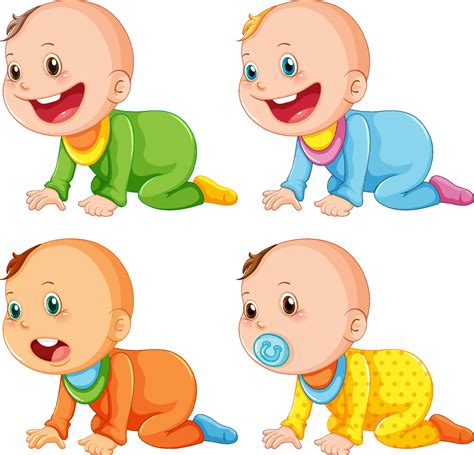 Set of cute babies cartoon 7701346 Vector Art at Vecteezy