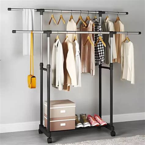 Rack Doble Perchero Para Colgar Ropa Armable Organiador Meses Sin Inter S