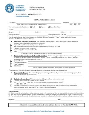 Fillable Online Hipaa Authorization Form Patients Name Fax Email Print