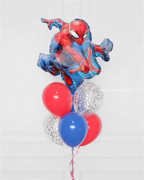 Spider Man Supershape Confetti Balloon Bouquet Helium Inflated