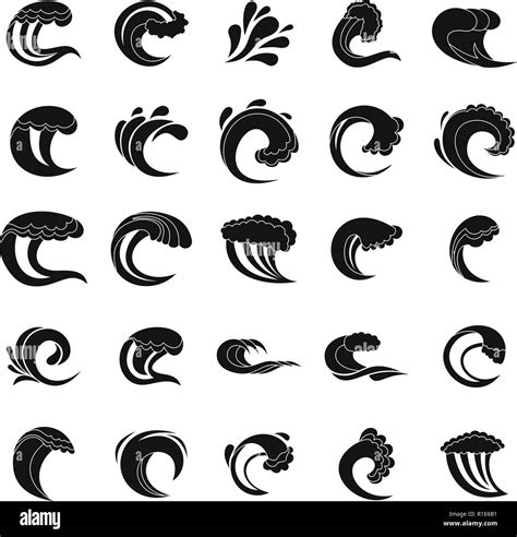 Water Wave Icons Set Simple Illustration Of 25 Water Wave Vector Icons