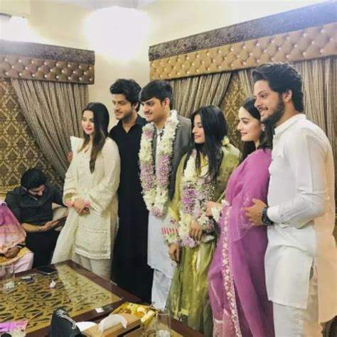 In Pictures Aiman Khan Minal Khan Look Happy At Brothers Engagement