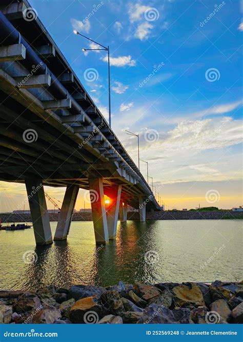 Sunset in Northern Jakarta stock photo. Image of shore - 252569248