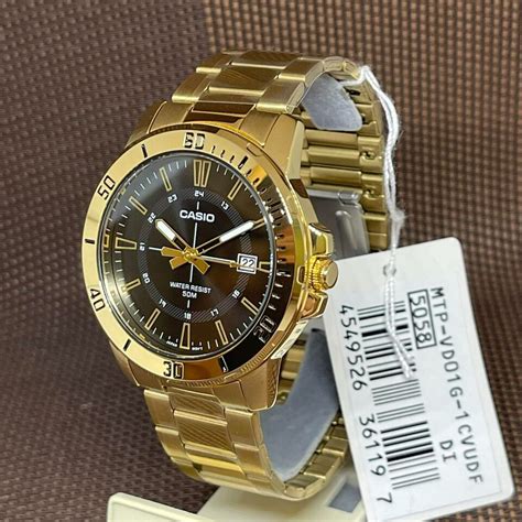 Casio Mtp Vd G C Black Analog Gold Stainless Steel Sporty Dress Men S