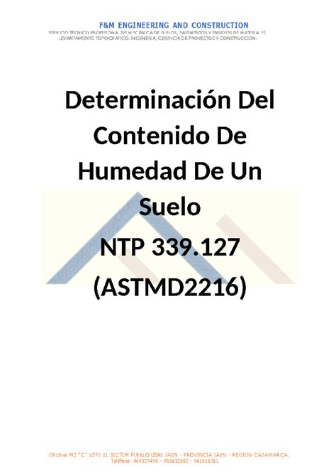 Ntp Cont Humedad Determinaci N Del Contenido De Humedad De