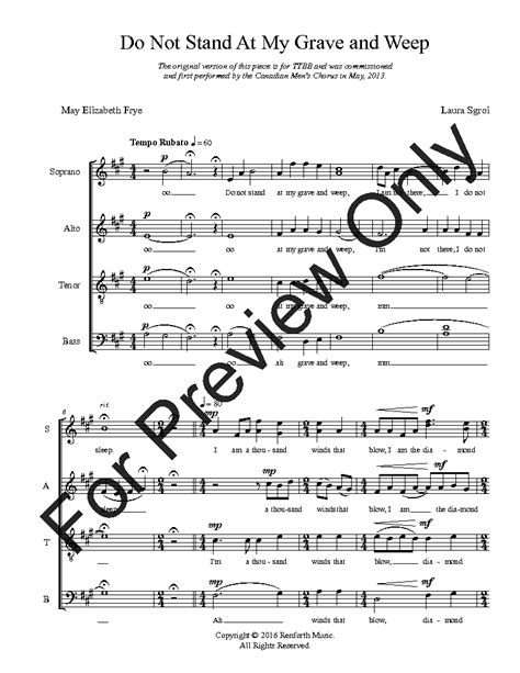 Do Not Stand At My Grave And Weep SATB By J W Pepper Sheet Music