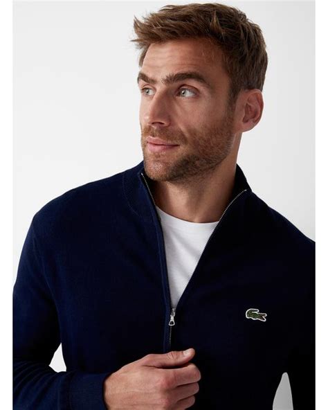 Lacoste Minimalist Croc Cardigan In Blue For Men Lyst