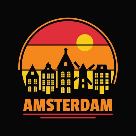 Skyline Silhouette Emblem Of Amsterdam City 5730623 Vector Art At Vecteezy