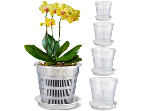 Iwttwy Clear Orchid Pot Pcs Plastic Plant Pots With Drainage Hole