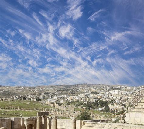 Roman Ruins In The Jordanian City Of Jerash Gerasa Of Antiquity