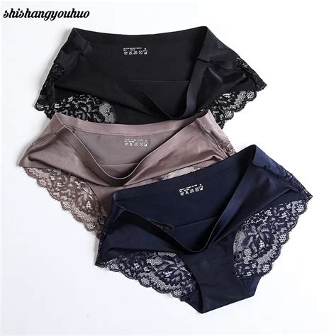 Sexy Lace Panties Seamless Women Underwear Briefs Nylon Silk For Ladies Bikini Cotton