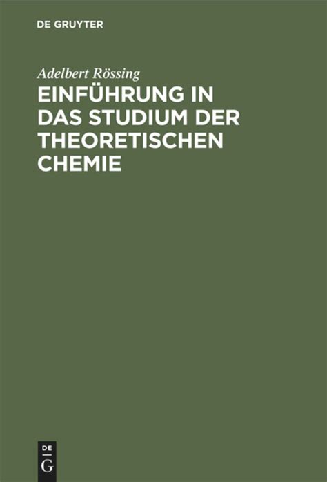 Einf Hrung In Das Studium Der Theoretischen Chemie