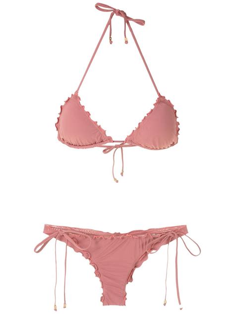 Buy Amir Slama Ruffled Triangle Bikini Set Pink At Off Editorialist