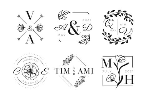 Free Vector | Hand drawn wedding monogram logos