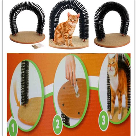 Cat Self Groomer Arch Plastic Bristles Kitten Massager Scratcher Carpet