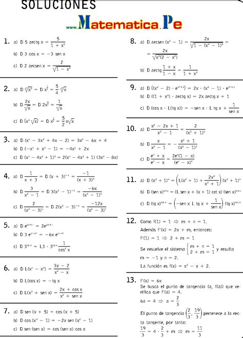 Operaciones Y C Lculos Con Derivadas Ejercicios Resueltos Matematicas