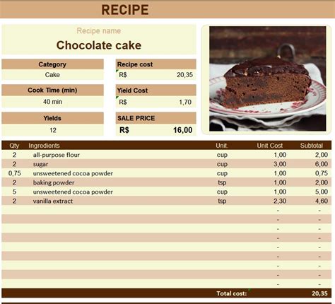 Recipe Excel Template At John Bolding Blog