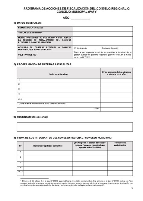 5126085 Formato De Programa De Acciones De Fiscalizacion Paf PROGRAMA