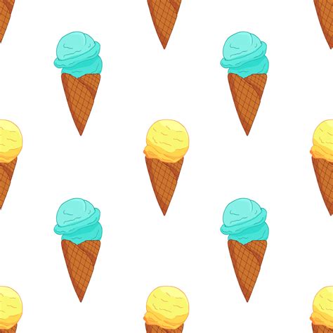 Sweet Seamless Pattern Cartoon Colorful Cone Ice Cream Pattern For