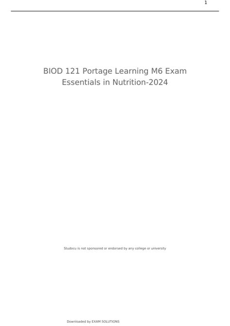 BIOD 121 Portage Learning M6 Exam Essentials In Nutrition 2024 2025