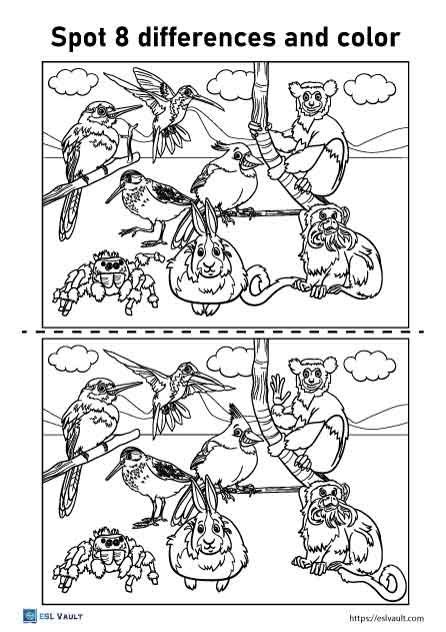 10 Free Printable Spot The Difference Coloring Pages Esl Vault