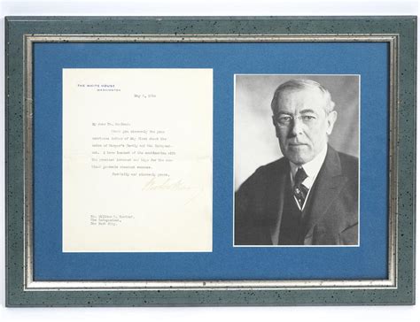 Lot Woodrow Wilson Signed Letter On White House Letter