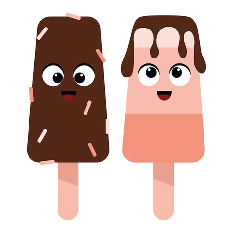 Premium Vector Set Of Brown And Pink Ice Cream On A Stick