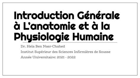 SOLUTION Chapitre 1 Introduction G N Rale L Anatomie Et La Physiologie