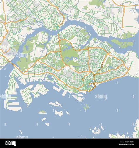 Road map of Singapore in Singapore. Contains layered vector with roads water, parks, etc Stock ...