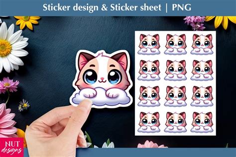 Smiling cat Emoji sticker, Baby Cat sticker Children sticker