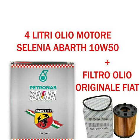 Kit Tagliando Filtro Olio 4 Litri Olio Motore Selenia 10w50 Fiat 500