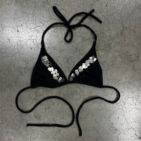 Triangle Bikini Top Metal Sequin Beaded Depop